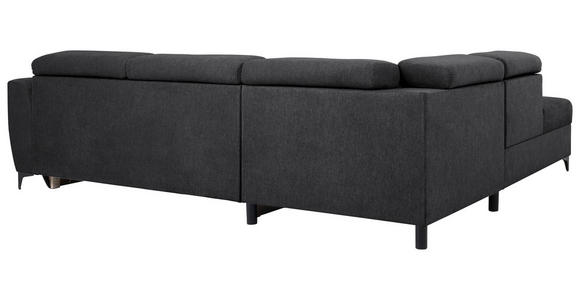 ECKSOFA Schwarz Velours  inkl. Bettkasten, Schlaffunktion, Rücken echt, Kopfteilverstellung, Liegefläche im Originalstoff  - Schwarz, KONVENTIONELL, Textil/Metall (217/255cm) - Carryhome