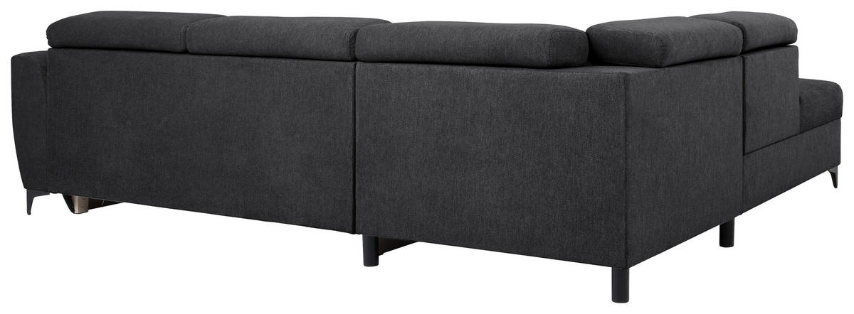 ECKSOFA in Velours Schwarz  - Schwarz, Konventionell, Textil/Metall (217/255cm) - MID.YOU