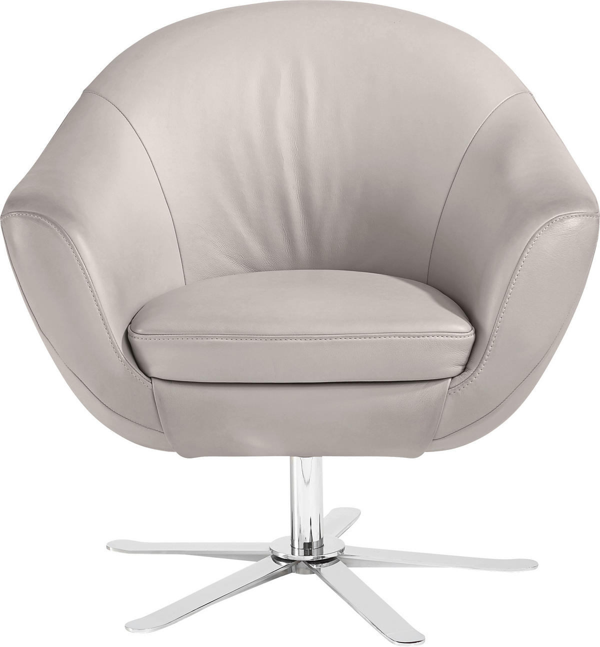 Fotoliu Cocktail din piele, gri deschis - gri deschis/culoare crom, Design, metal/piele (84/82/71cm) - Joop!