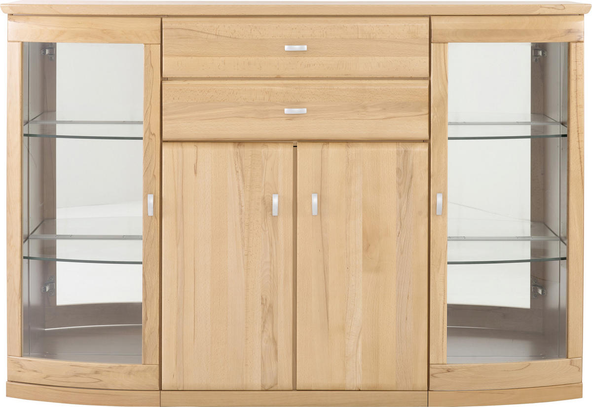 HIGHBOARD  in 165/113,1/49,7 cm  - Buchefarben/Alufarben, KONVENTIONELL, Glas/Holz (165/113,1/49,7cm) - Invivus