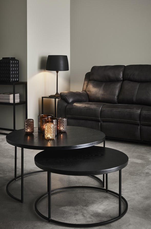 SOFFBORD SET i metall, trä 60/47/60/47/38/31 cm  - svart/mörkbrun, Design, metall/trä (60/47/60/47/38/31cm) - Best Price