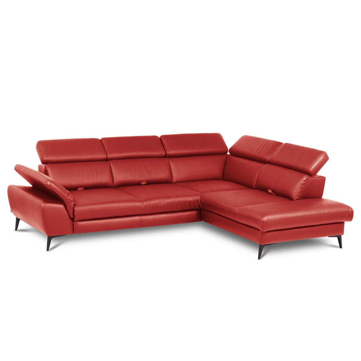 ECKSOFA  in Lederlook Echtleder Rot  274/220 cm  - Rot/Schwarz, Design, Leder/Textil (274/220cm) - Livetastic