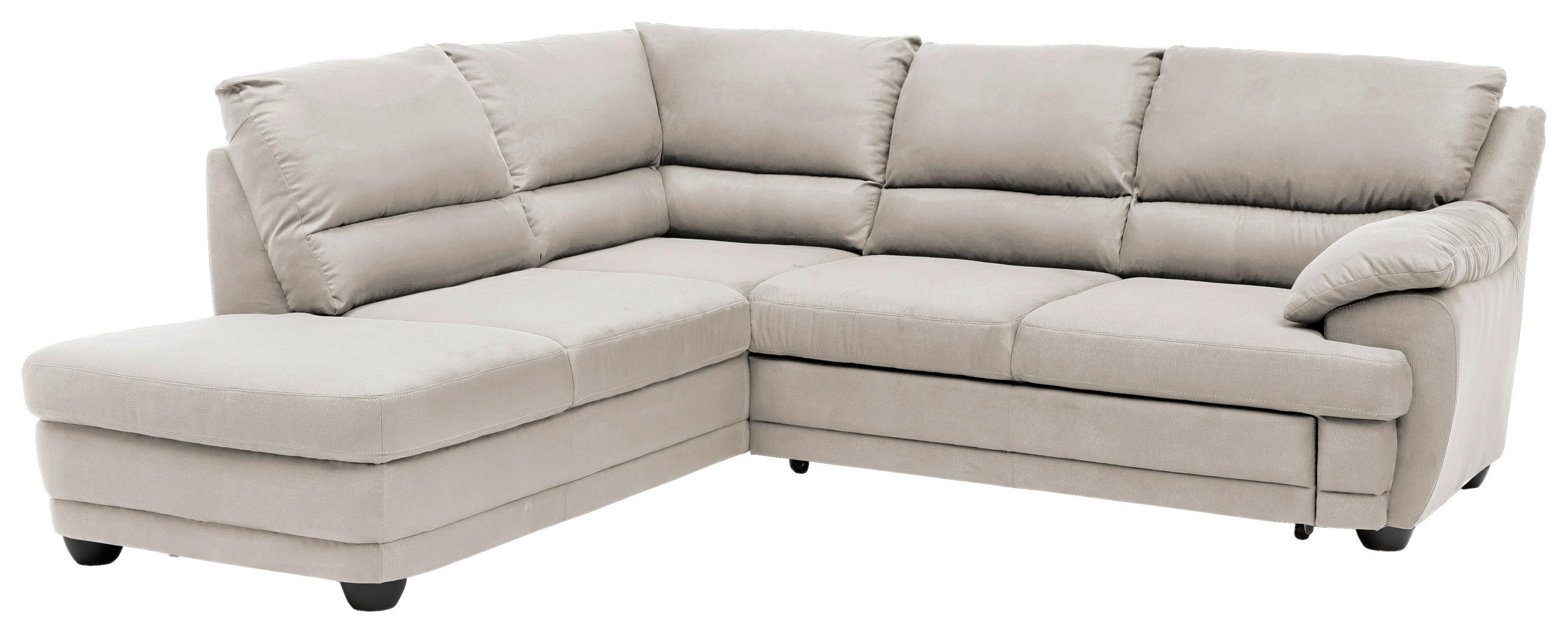 ECKSOFA in Mikrofaser Sandfarben  225/245 cm  - Sandfarben/Schwarz, Design, Kunststoff/Textil (225/245cm) - Livetastic