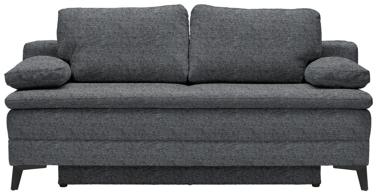 BOXSPRINGSOFA Webstoff Dunkelgrau  - Dunkelgrau/Schwarz, Design, Textil/Metall (200/100/108cm) - Novel