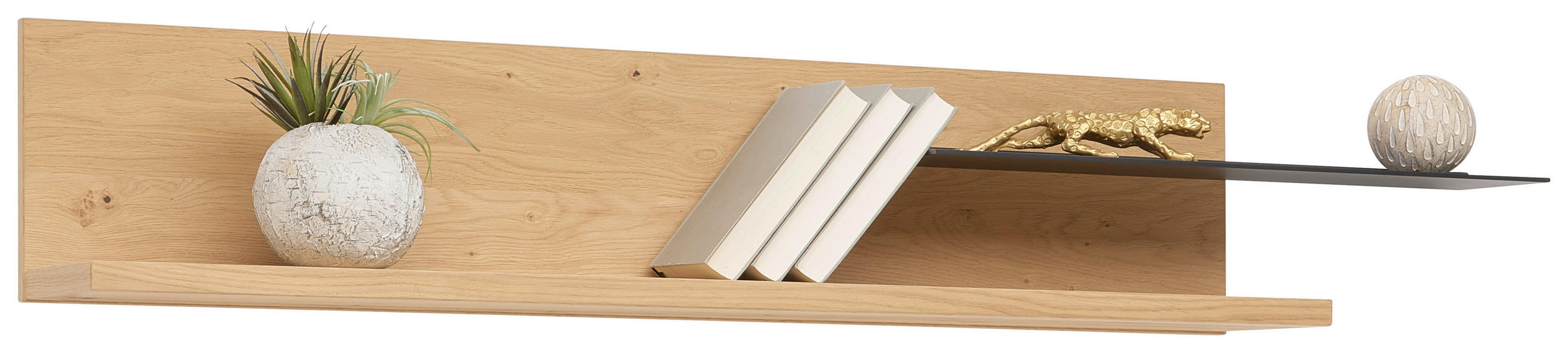WANDBOARD in 147/24/22 cm Anthrazit, Eichefarben  - Eichefarben/Anthrazit, Natur, Holz/Metall (147/24/22cm) - Venjakob