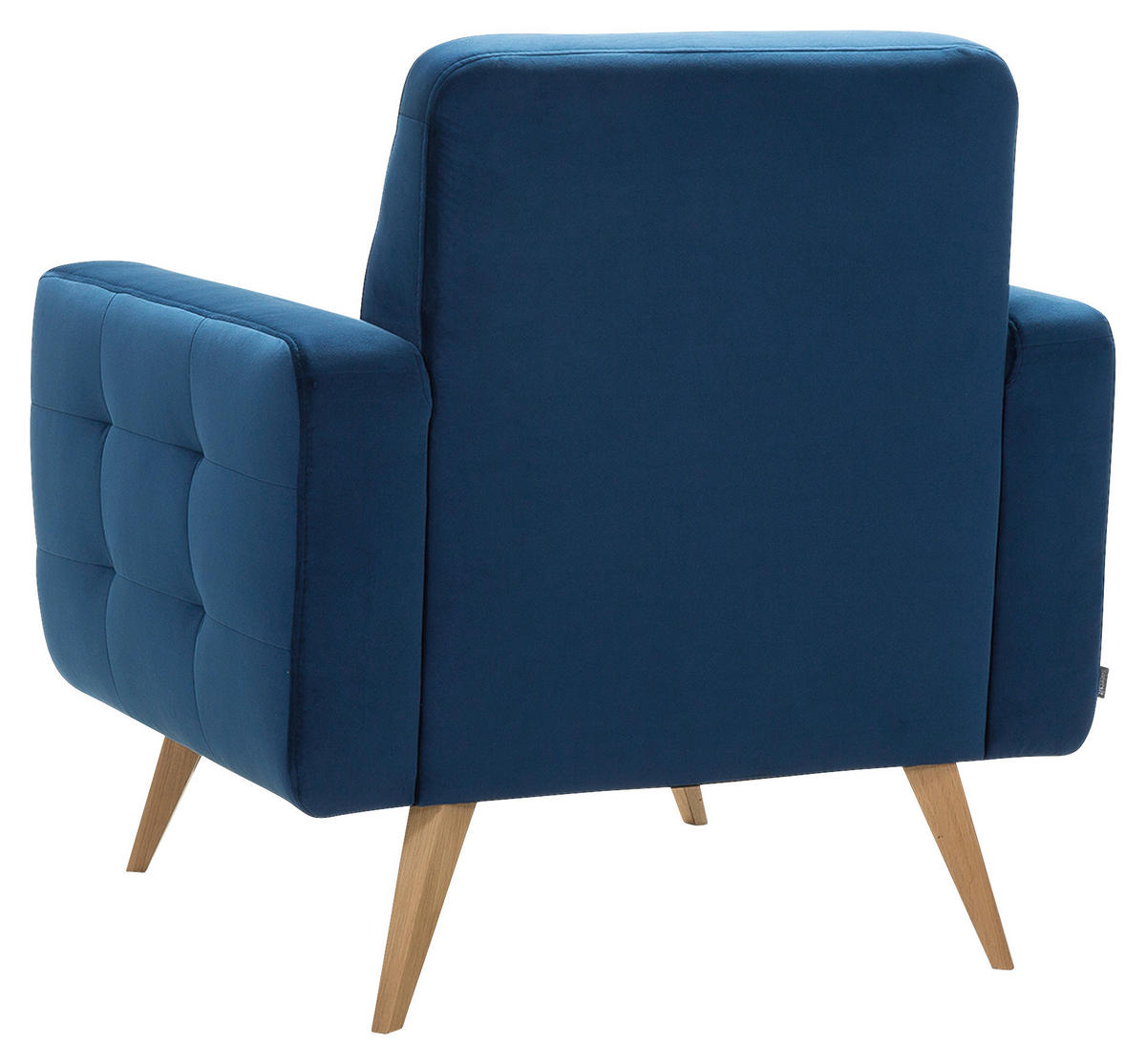 FERNSEHSESSEL  mit Rücken echt Velours Dunkelblau  - Eichefarben/Dunkelblau, Design, Holz/Textil (81/87/78cm) - Stylife