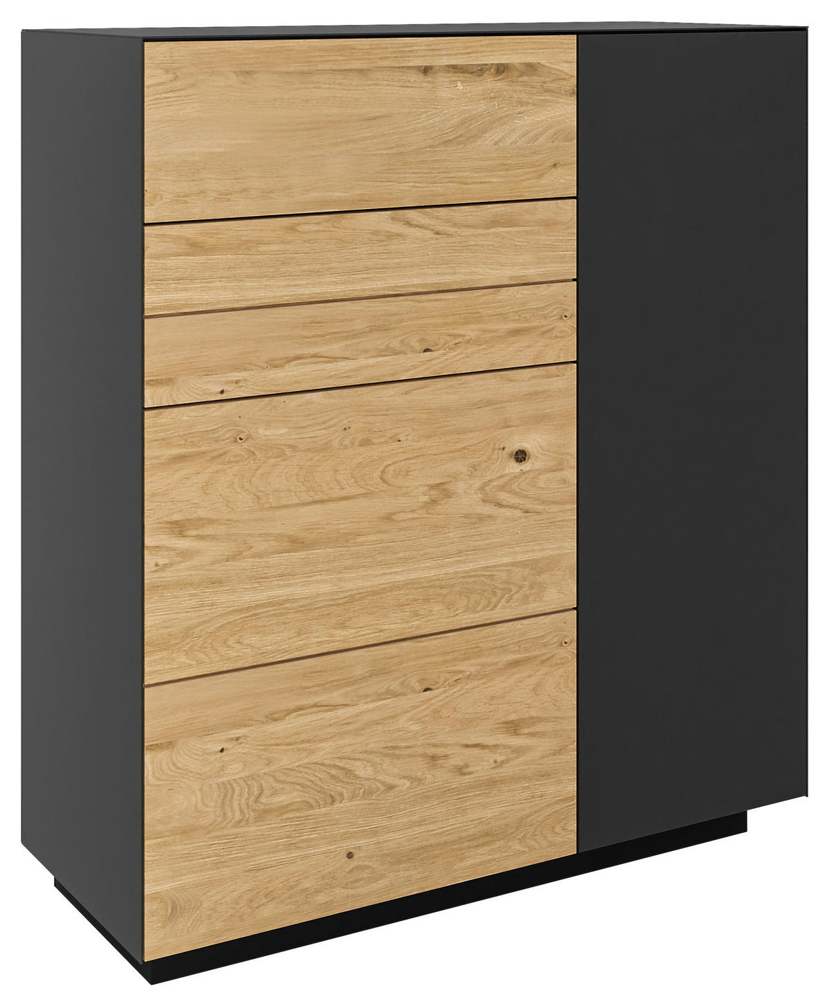 SCHUHSCHRANK Wildeiche massiv Anthrazit, Wildeiche  - Wildeiche/Anthrazit, Natur, Holz/Holzwerkstoff (90/103/36cm) - Dieter Knoll