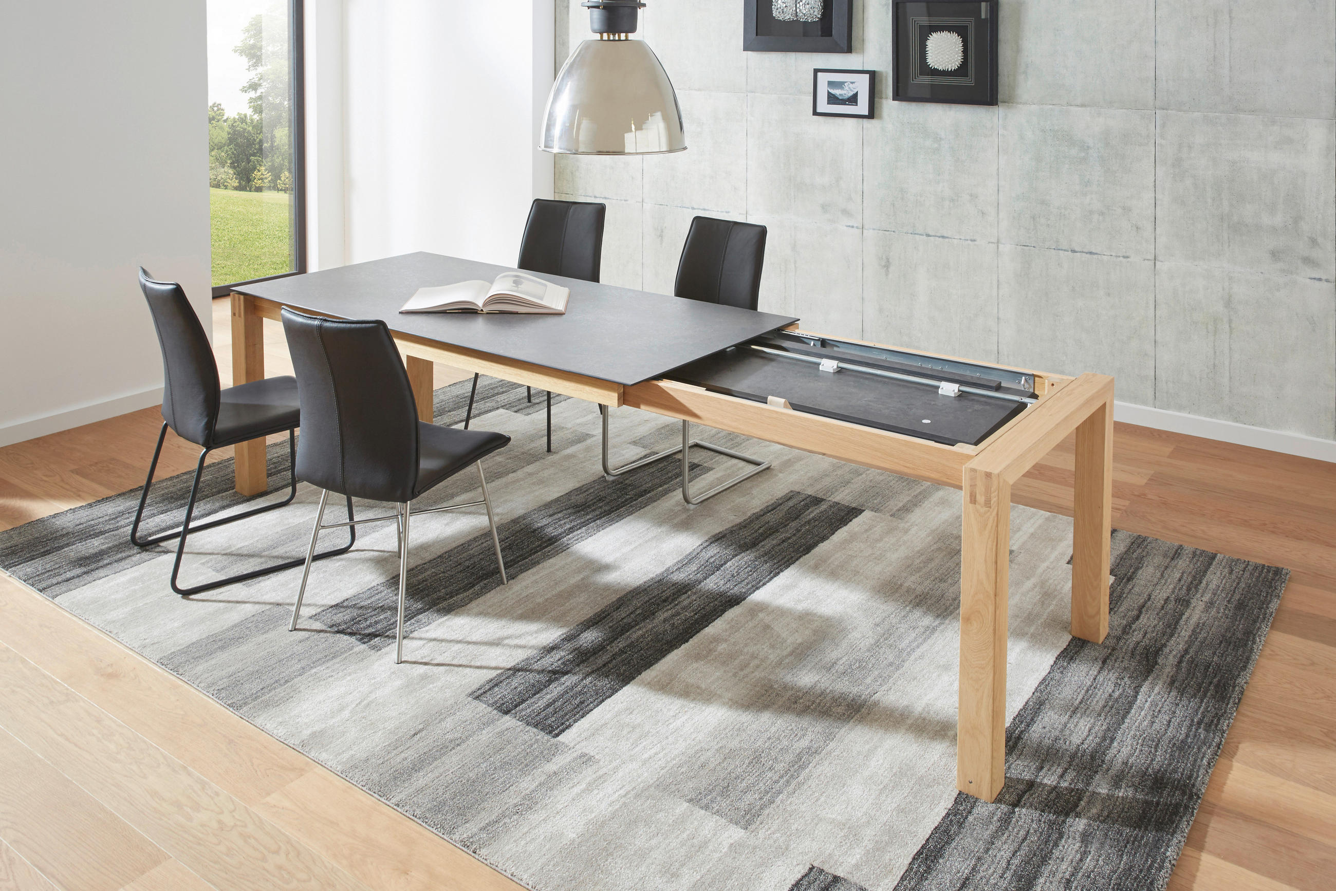 ESSTISCH in Holz, Kunststoff 180-280/90/76 cm - Eichefarben/Graphitfarben, Design, Holz/Kunststoff (180-280/90/76cm) - Dieter Knoll