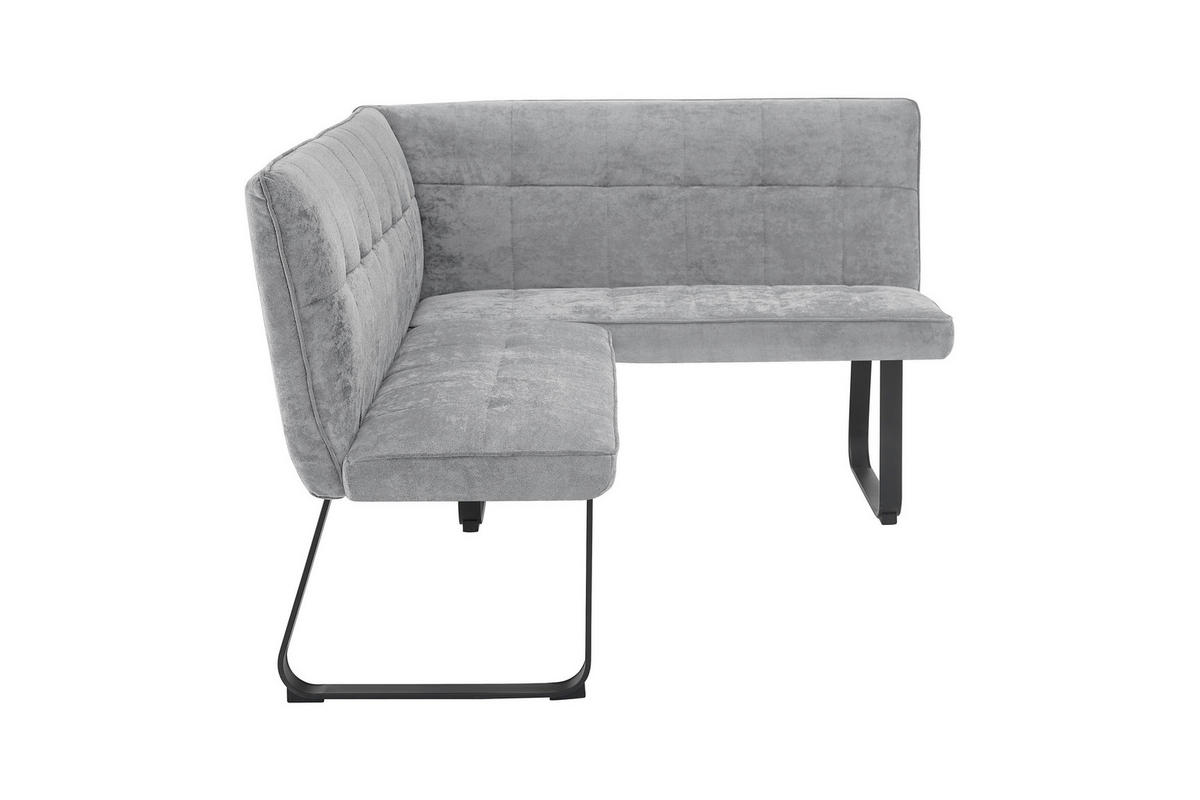 ECKBANK 168/128 cm  in Hellgrau  - Hellgrau/Schwarz, MODERN, Textil/Metall (168/128cm) - MID.YOU