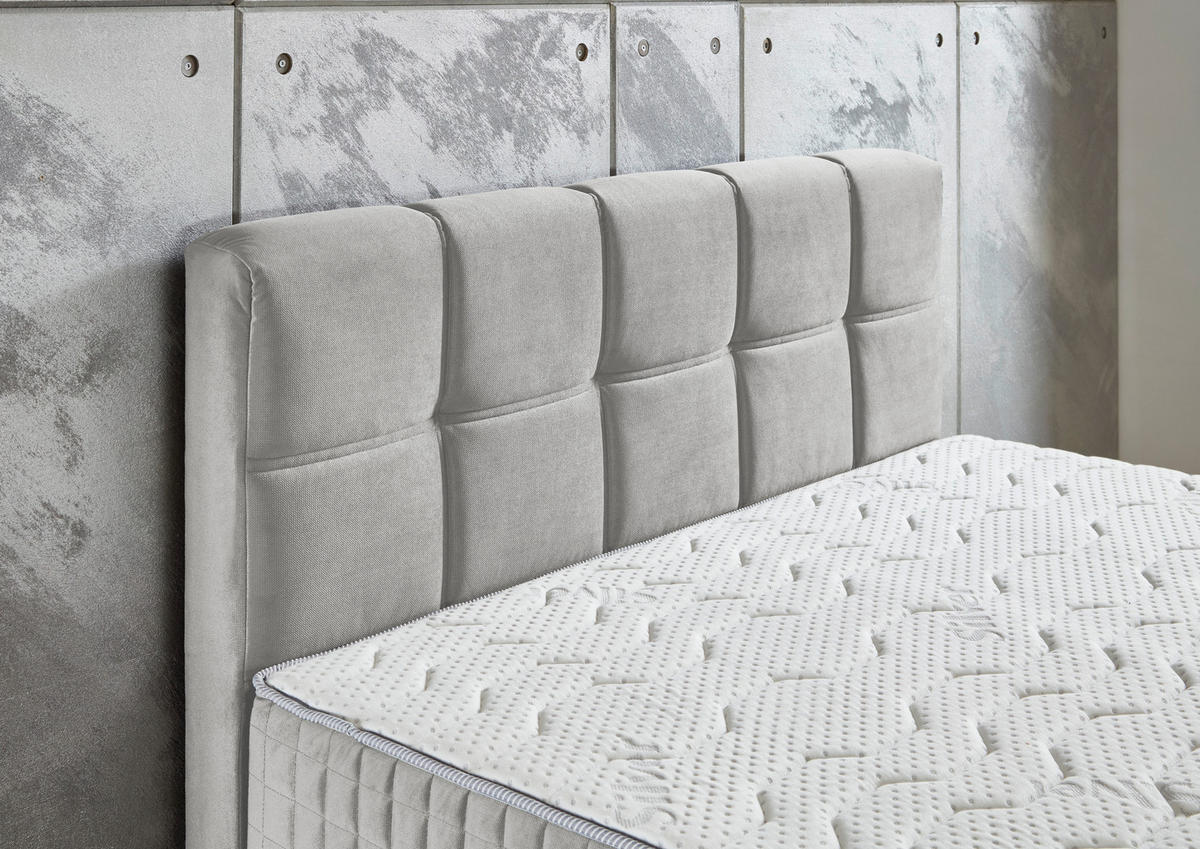 BOXBETT 140/200 cm,  in Hellgrau, Bettkasten, Matratzen, H2 + H3 = mittel + fest  - Hellgrau, KONVENTIONELL, Textil (140/200cm) - Boxxx