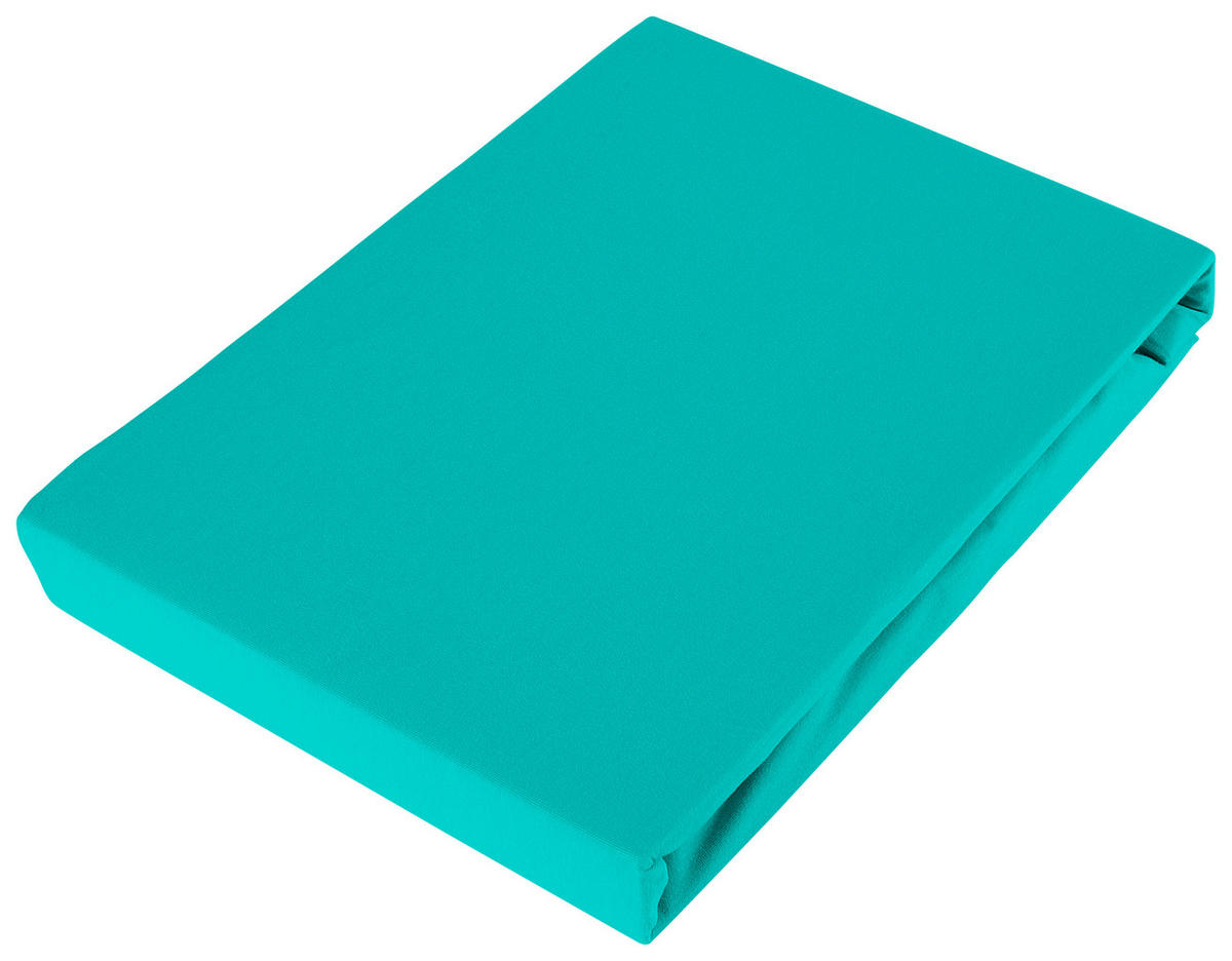 ELASTICKÉ PROSTĚRADLO, žerzej, opál, tyrkysová, 150/200 cm - opál/tyrkysová, Basics, textil (150/200cm) - Bio:Vio