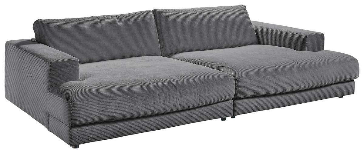 MEGASOFA Cord Dunkelgrau  - Dunkelgrau/Schwarz, Design, Kunststoff/Textil (290/86/170cm) - Pure Home Lifestyle