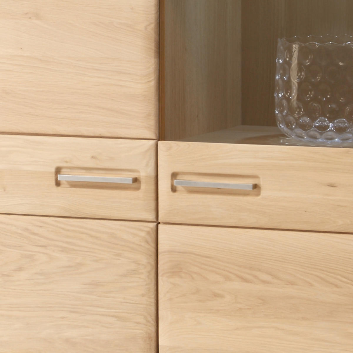 WOHNWAND  in Eichefarben  300/176/51 cm  - Eichefarben/Silberfarben, Design, Glas/Holz (300/176/51cm) - Livetastic