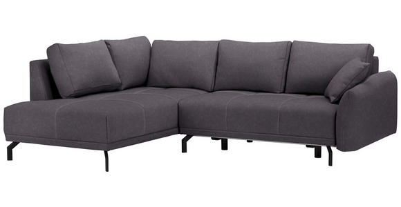 ECKSOFA in Samt Dunkelgrau  - Dunkelgrau/Schwarz, LIFESTYLE, Textil/Metall (191/250cm) - Carryhome