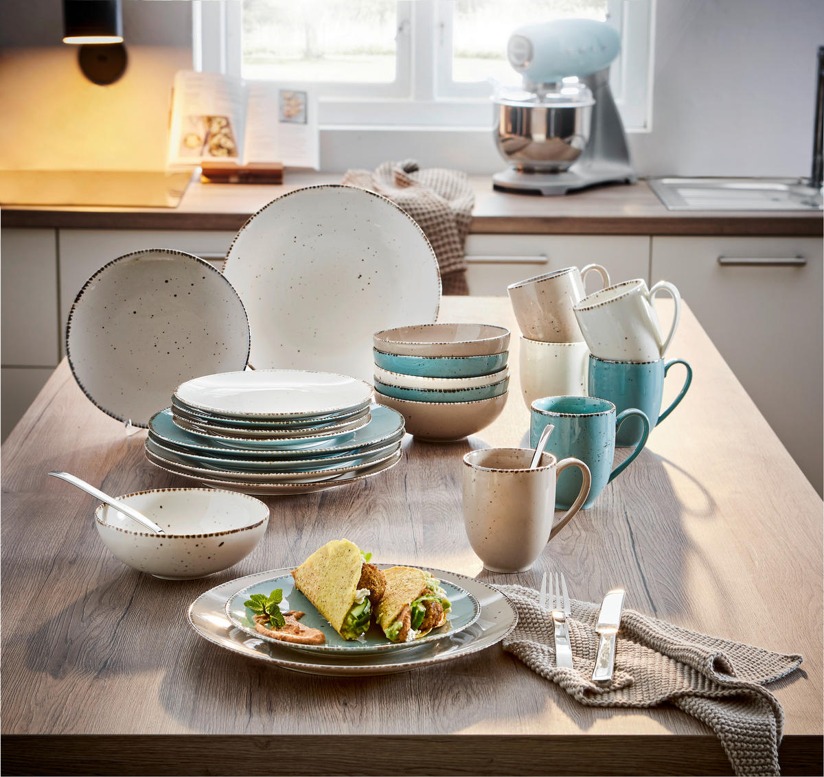 KOMBISERVICE Urban Life 24-teilig  - Türkis/Taupe, Design, Keramik - Landscape
