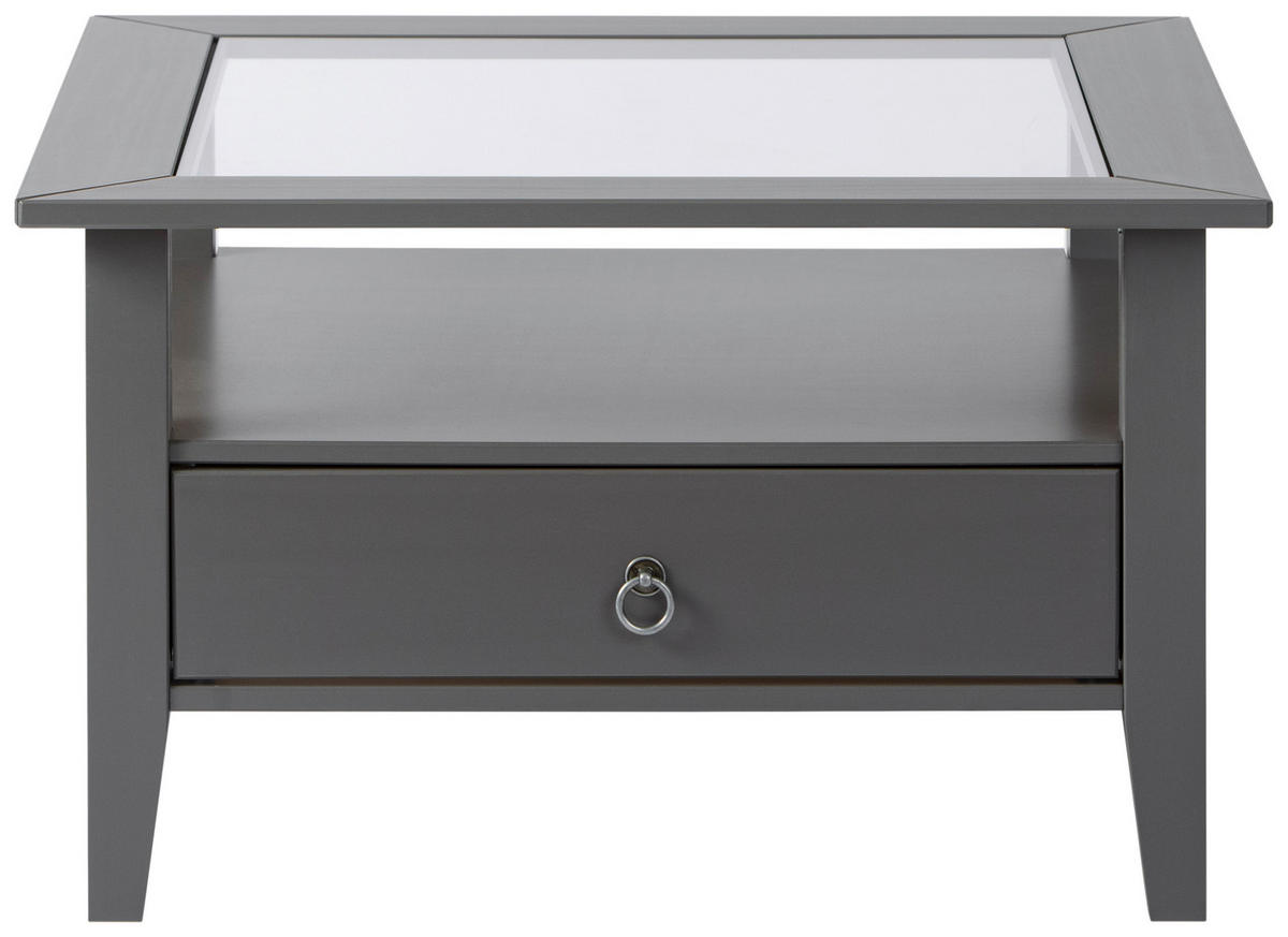 COUCHTISCH Kiefer massiv 75/75/45 cm quadratisch Grau  - Grau, Basics, Glas/Holz (75/75/45cm) - MID.YOU