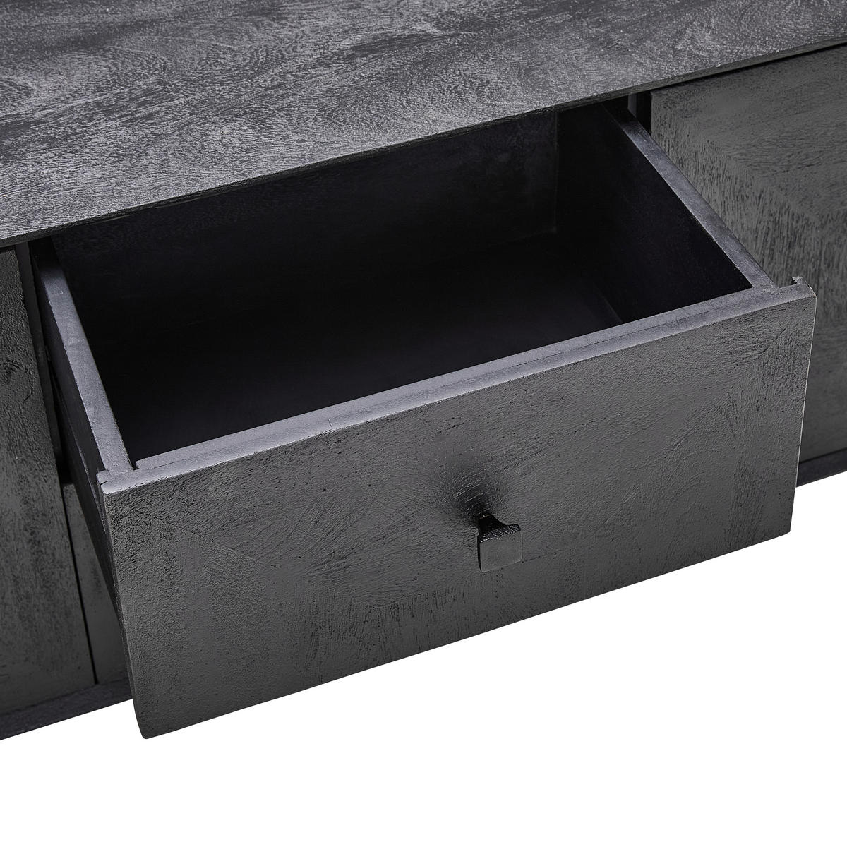 Nassau Lowboard  in 180/65/40 cm  - Schwarz, Design, Holz/Metall (180/65/40cm) - Livetastic