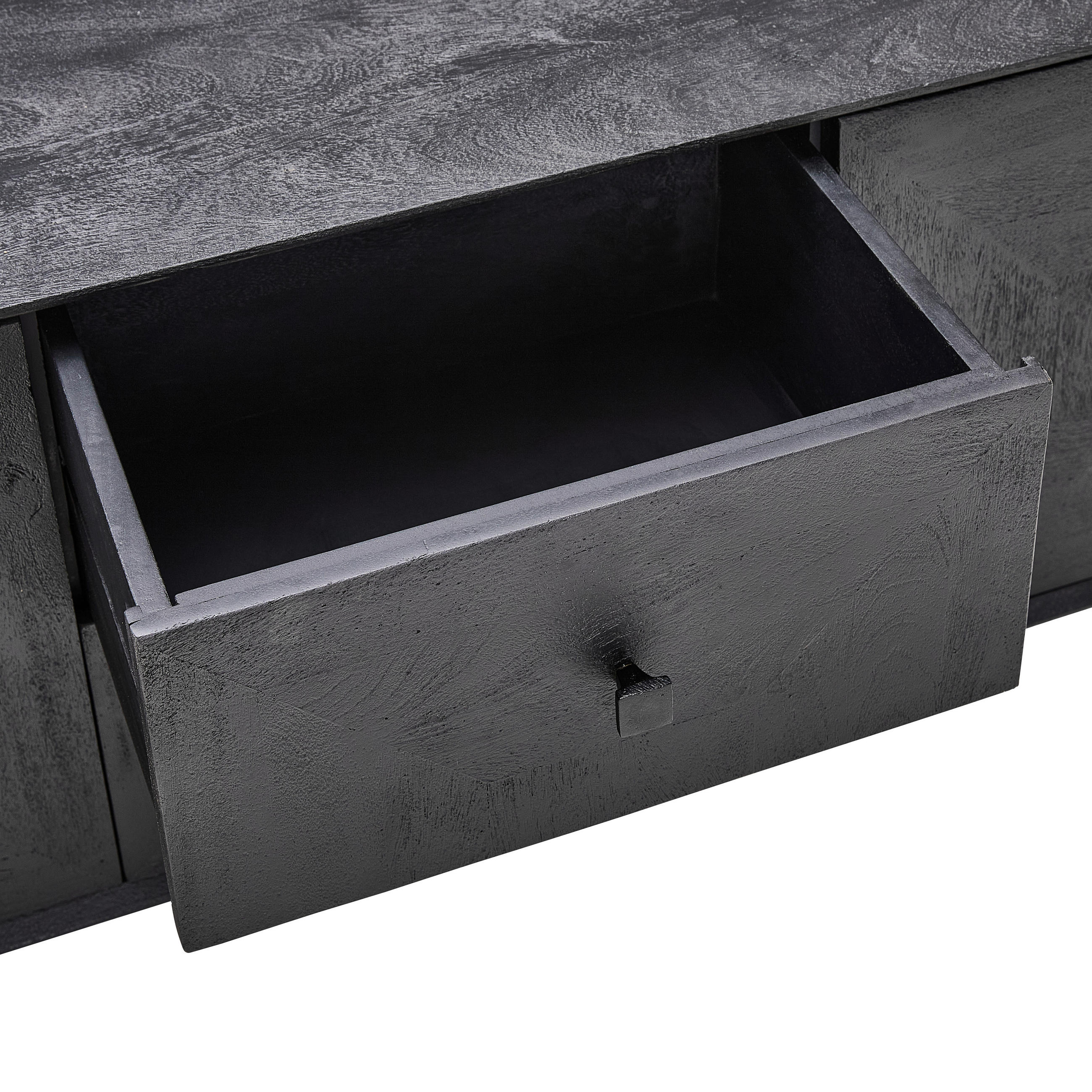 Thumbnail - Livetastic Nassau, Schwarz, Metall, Mangoholz, Holz, 2 Fächer, 2 Schubladen, 180x65x40 cm, Holzmöbel, Kleinmöbel Holz, H...