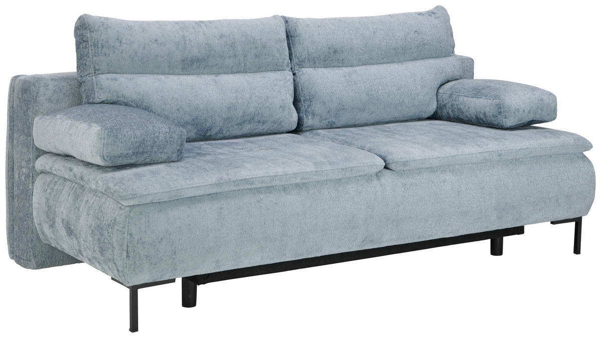 BOXSPRINGSOFA  mit Stoffauswahl Webstoff Blau  - Blau/Schwarz, Design, Textil/Metall (202/93/100cm) - Novel
