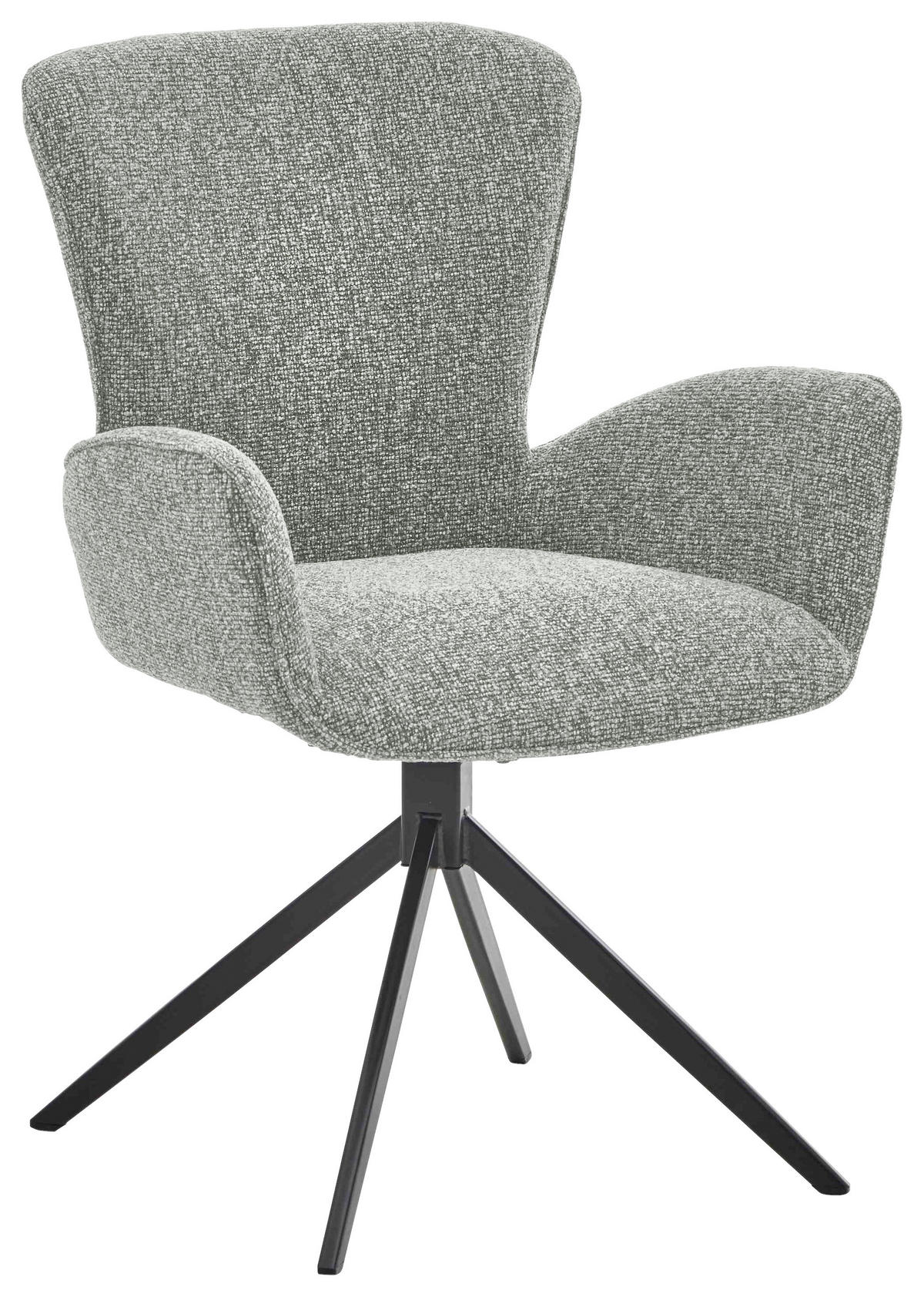 ARMLEHNSTUHL  in Eisen Jacquard, Flachgewebe  - Pastellgrün/Schwarz, Design, Textil/Metall (63/92/63cm) - Valdera