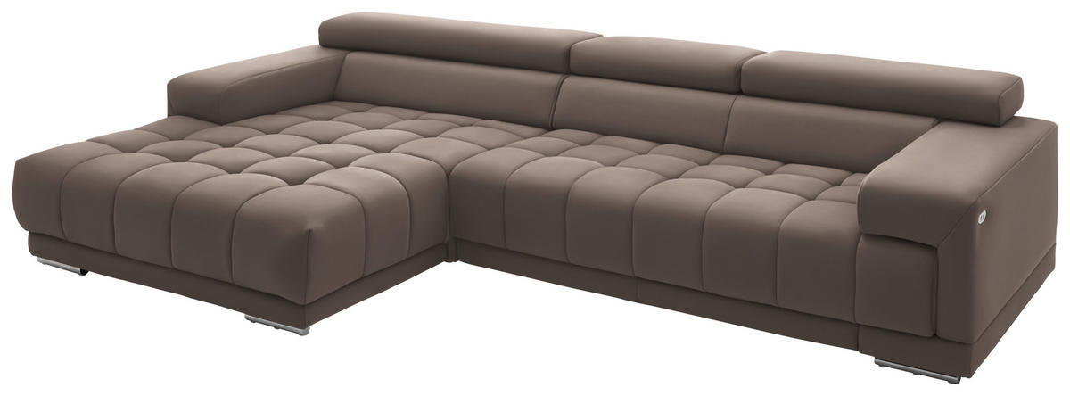 ECKSOFA Mikrofaser Greige  - Greige/Silberfarben, Design, Textil/Metall (190/335cm) - Beldomo Speed
