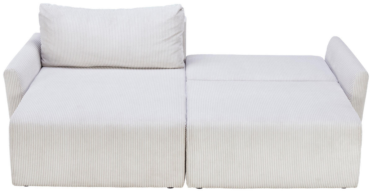 ECKSOFA in Cord Weiss  - Weiss/Schwarz, Konventionell, Kunststoff/Textil (228/146cm) - MID.YOU