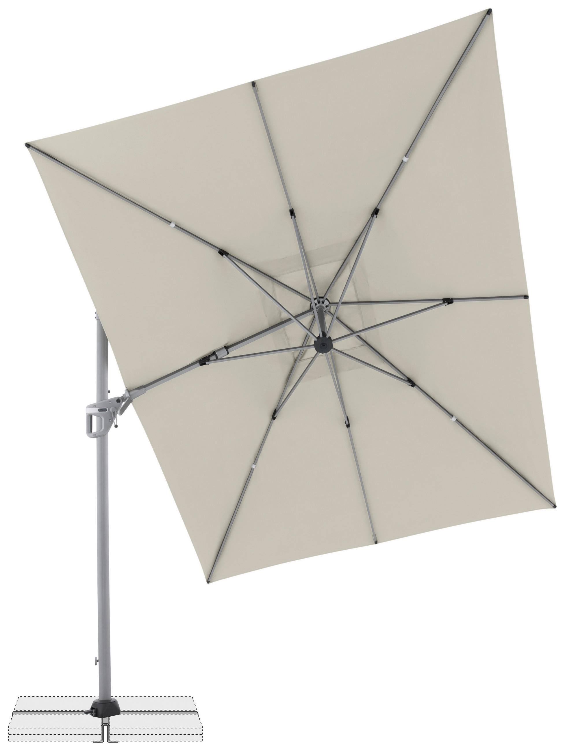 AMPELSCHIRM 350x260 cm Naturfarben  - Silberfarben/Naturfarben, Basics, Textil/Metall (350/260cm) - Doppler