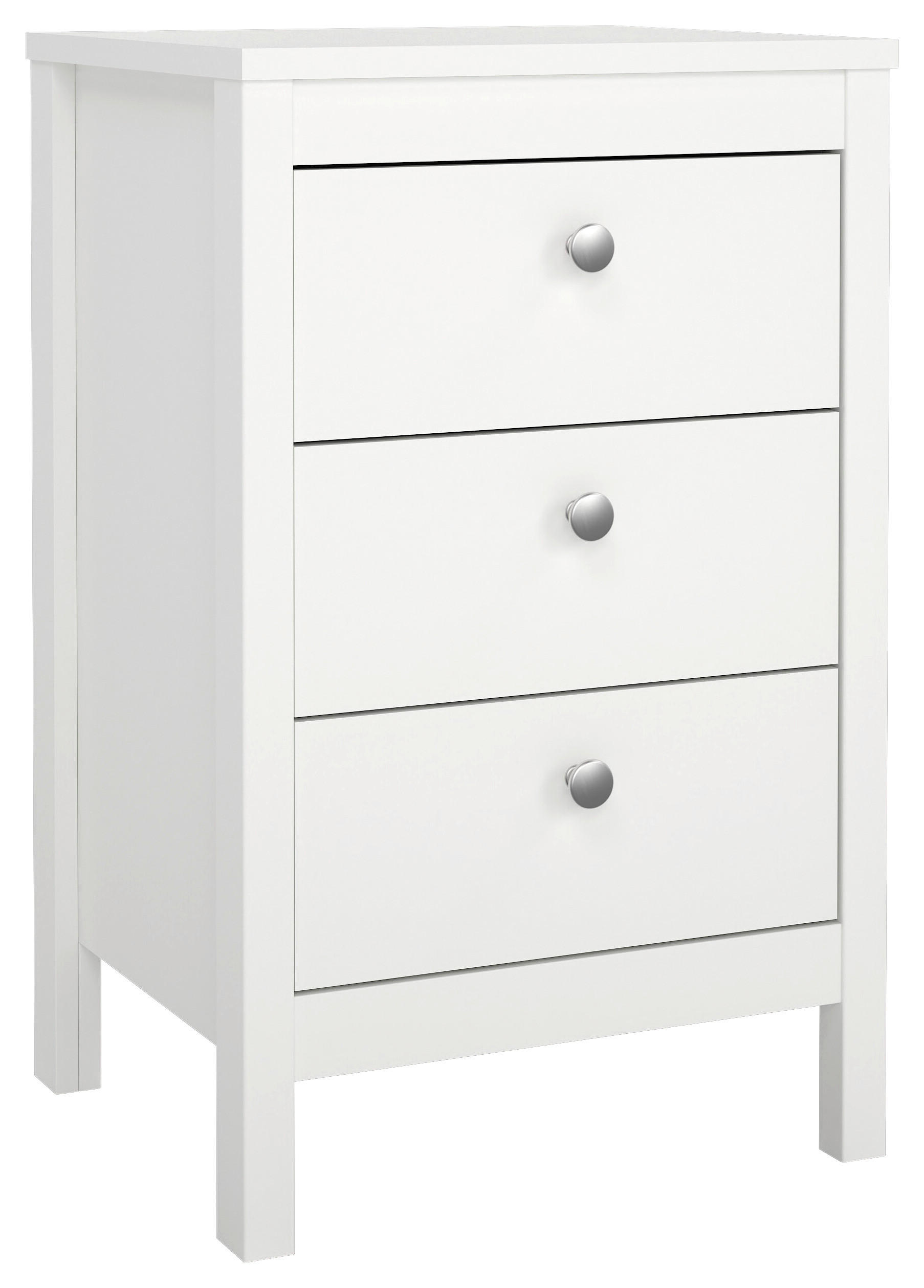 NACHTSCHRANK 43,8/70,1/38,4 cm  - Silberfarben/Weiß, MODERN, Holzwerkstoff/Metall (43,8/70,1/38,4cm) - MID.YOU