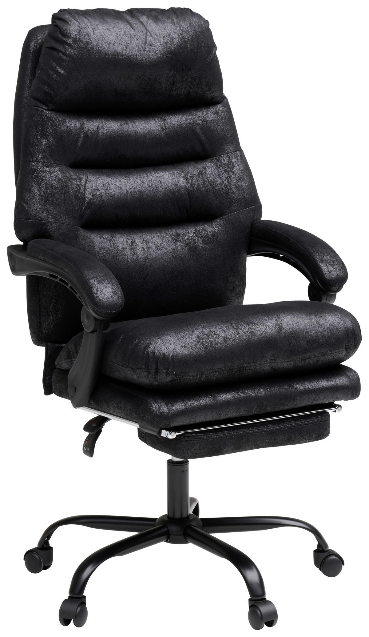 CHEFSESSEL Mikrofaser Schwarz  - Schwarz, Modern, Kunststoff/Textil (64/114/122/72cm) - MID.YOU