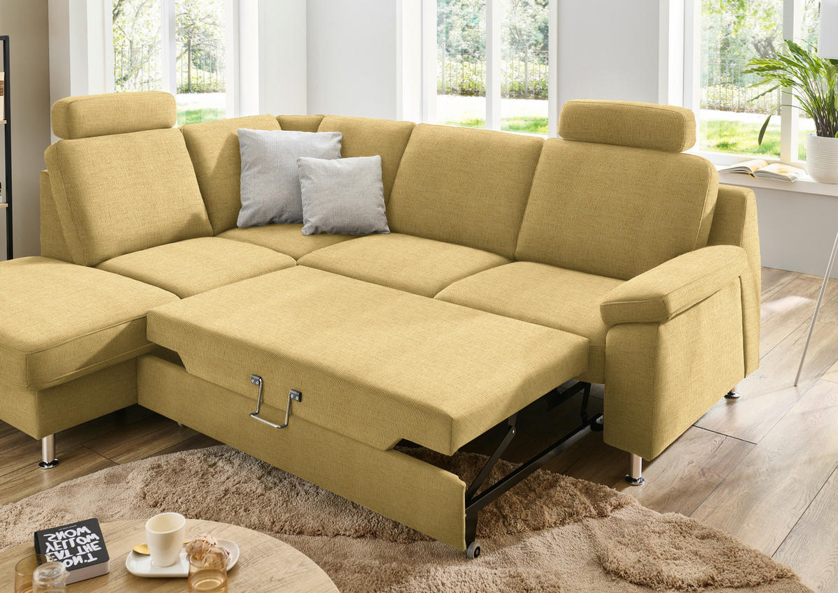 ECKSOFA in Webstoff Gelb  - Gelb/Alufarben, Konventionell, Textil/Metall (200/241cm) - Beldomo System