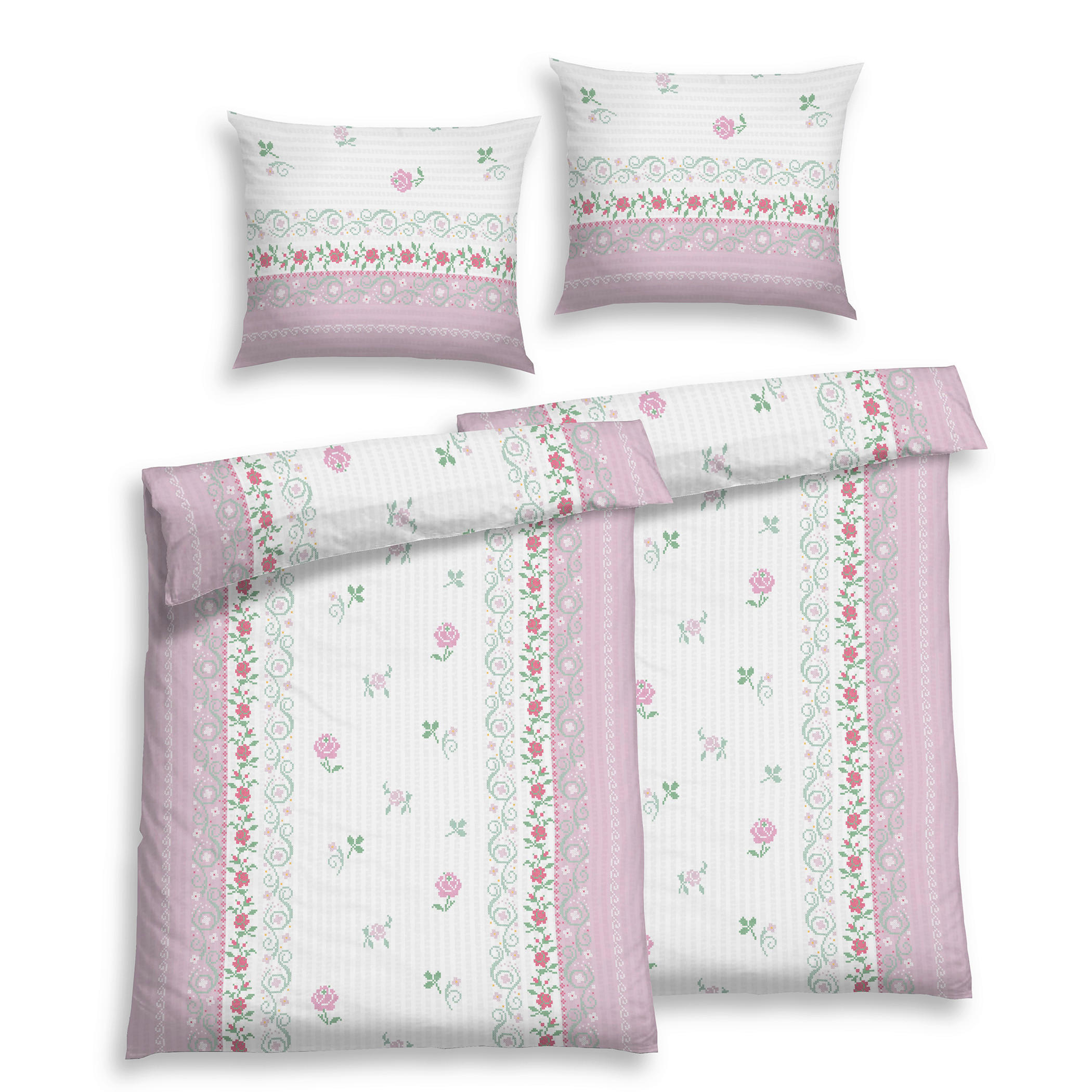 BETTWÄSCHE 4-teilig Seersucker 140/200 cm  - Rosa, Basics, Textil (140/200cm) - Florella