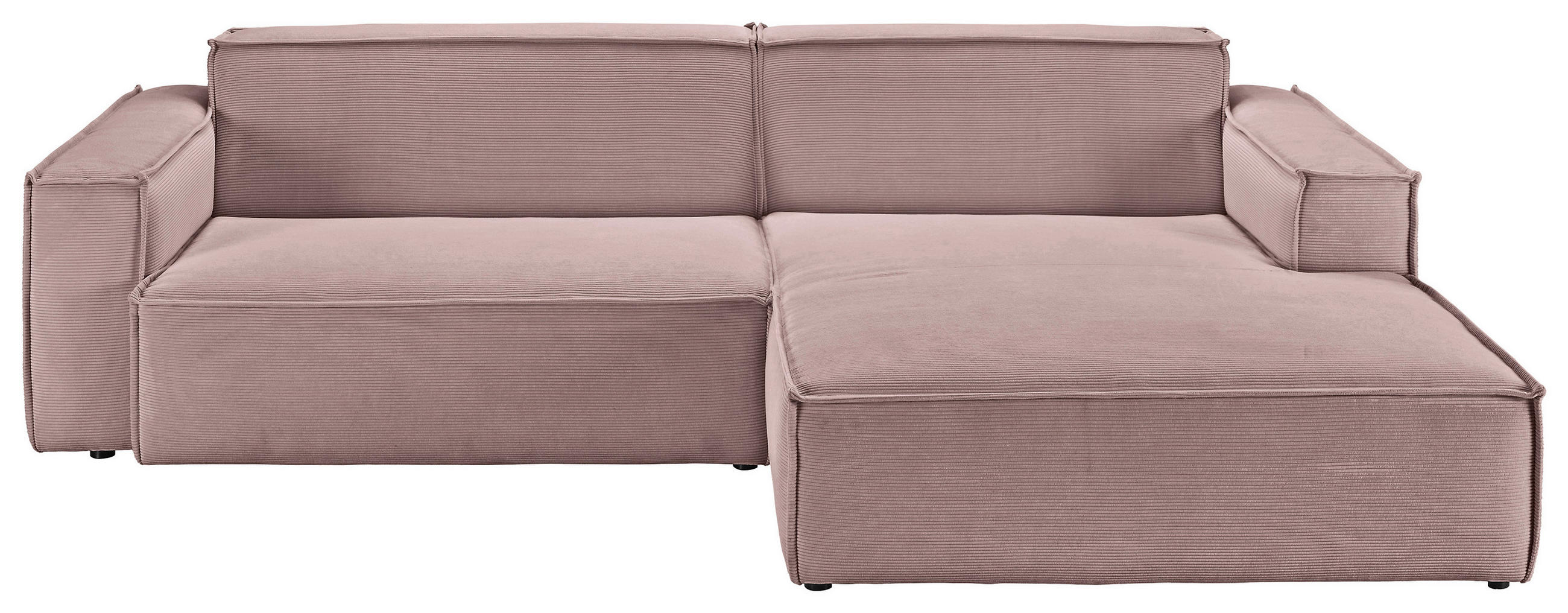 ECKSOFA Altrosa Cord  - Schwarz/Altrosa, KONVENTIONELL, Kunststoff/Textil (276/168cm) - Hom`in