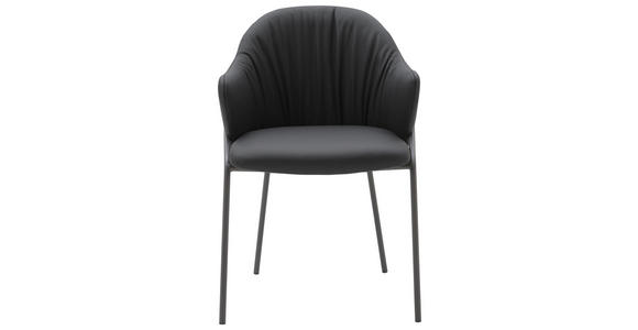 ARMLEHNSTUHL  in Echtleder pigmentiert  - Anthrazit/Schwarz, Design, Leder (55/84/55cm) - Belluti