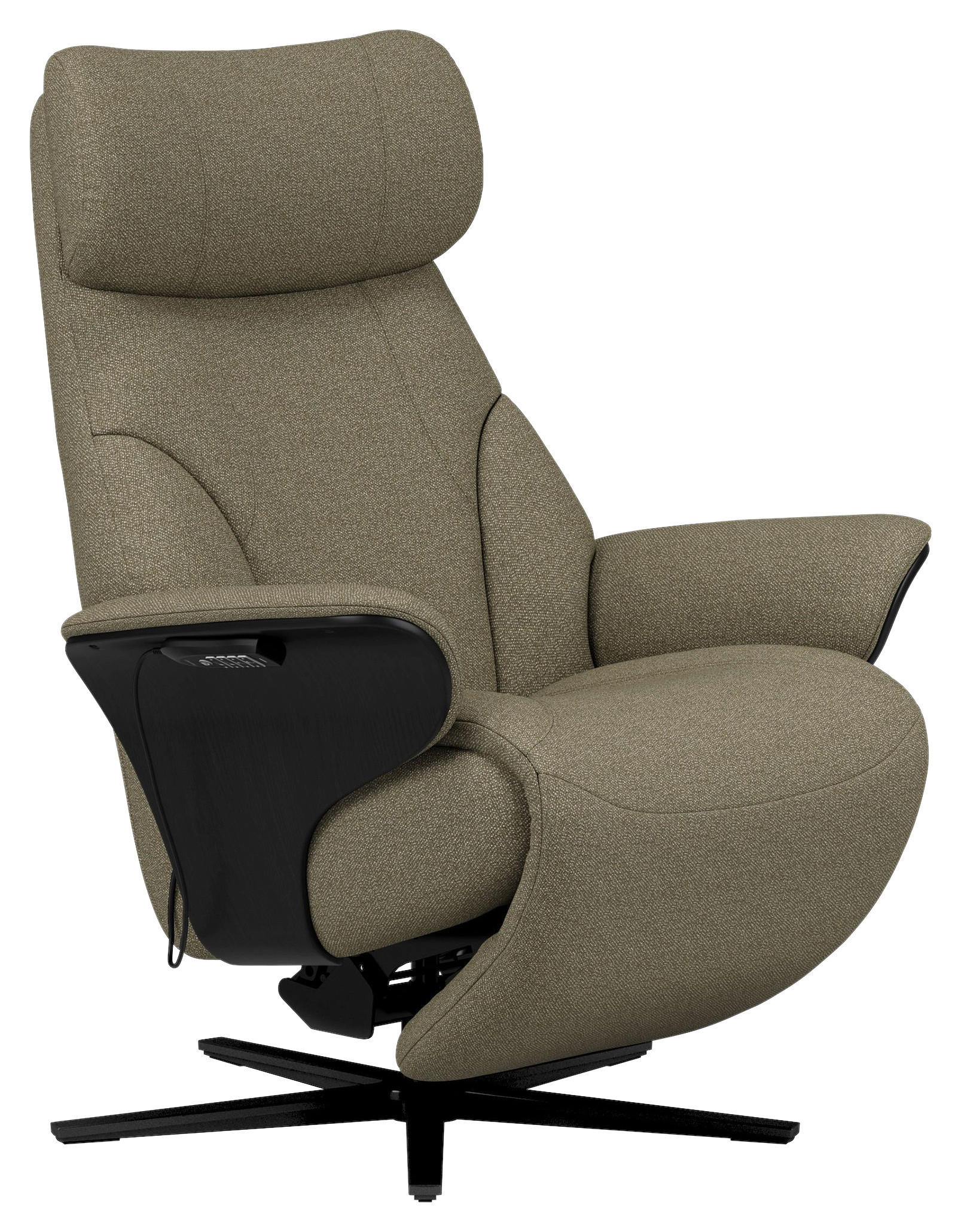RELAXSESSEL Flachgewebe Relaxfunktion, Kopfteilverstellung, Fußteilverstellung, Rücken echt    - Schlammfarben/Schwarz, Design, Holz/Textil (86/116/87cm) - Stressless