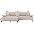 ECKSOFA in Mikrofaser Beige  - Beige/Schwarz, MODERN, Textil/Metall (173/297cm) - Carryhome