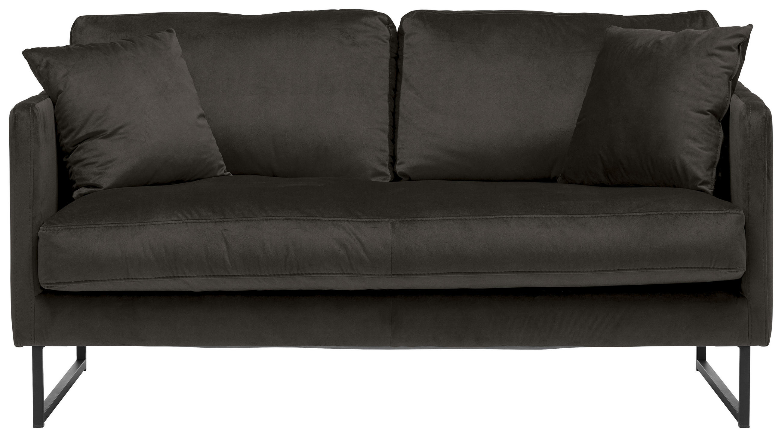 2-SITZER-SOFA Samt Anthrazit  - Anthrazit/Schwarz, Design, Textil/Metall (150/78/84cm) - Carryhome