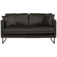 2-SITZER-SOFA  in Samt Anthrazit  - Anthrazit/Schwarz, Design, Textil/Metall (150/78/84cm) - Carryhome