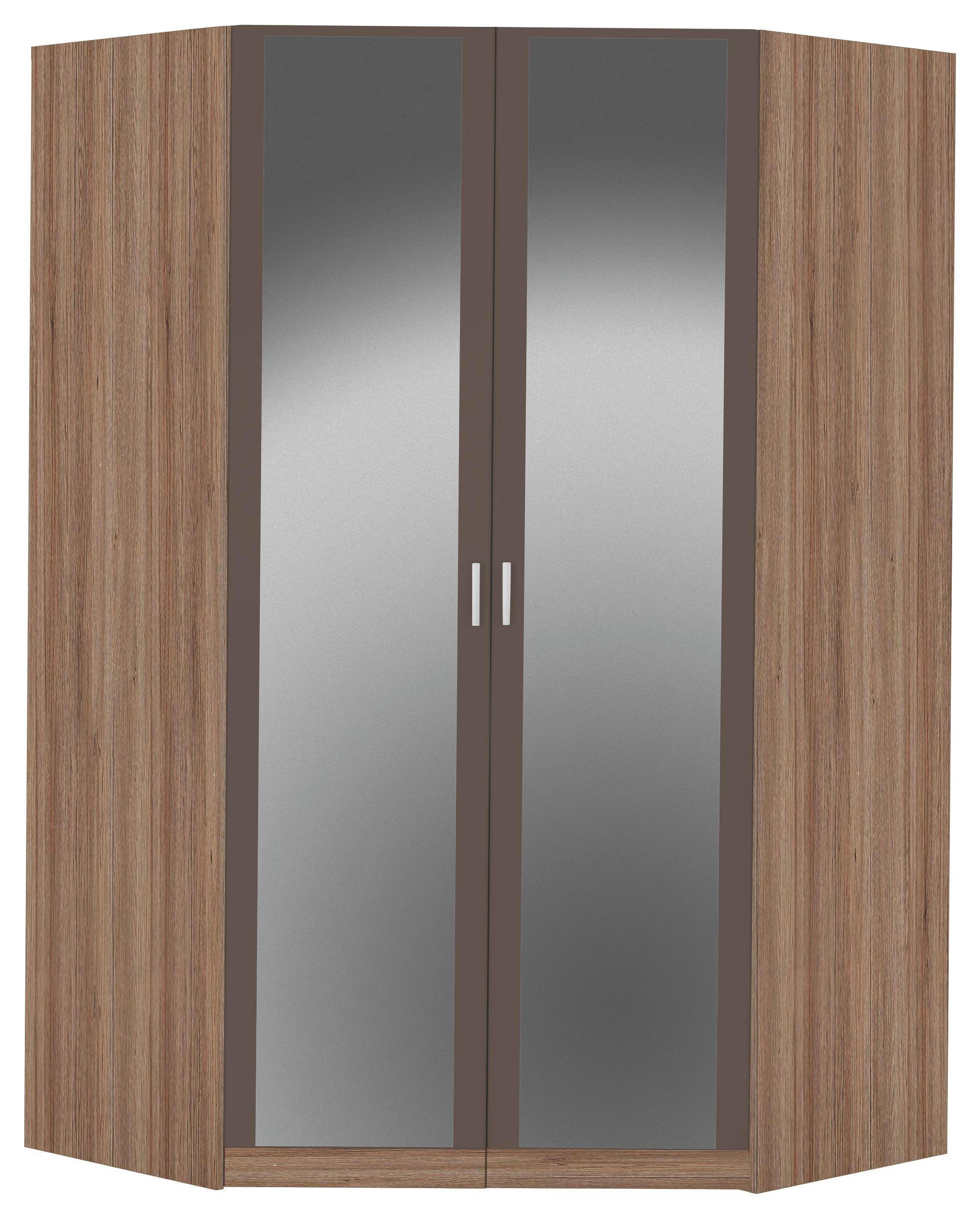 Begehbarer Eckschrank in Grau, Eichefarben