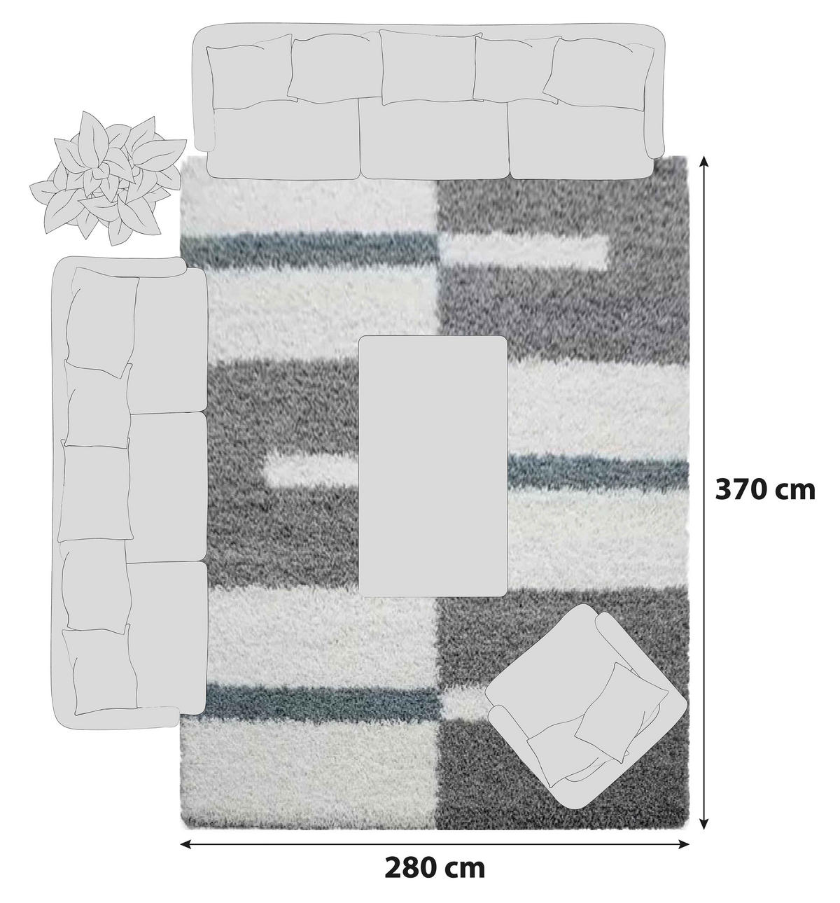 HOCHFLORTEPPICH 280/370 cm Gala 2505 Türkis  - Türkis, Design, Textil (280/370cm)