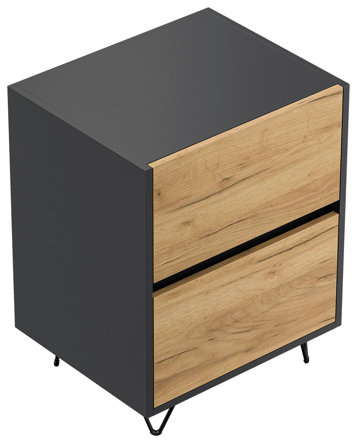 NACHTTISCH 51,2/65/42 cm  in Graphitfarben, Eichefarben  - Eichefarben/Graphitfarben, Basics, Holzwerkstoff/Metall (51,2/65/42cm) - MID.YOU