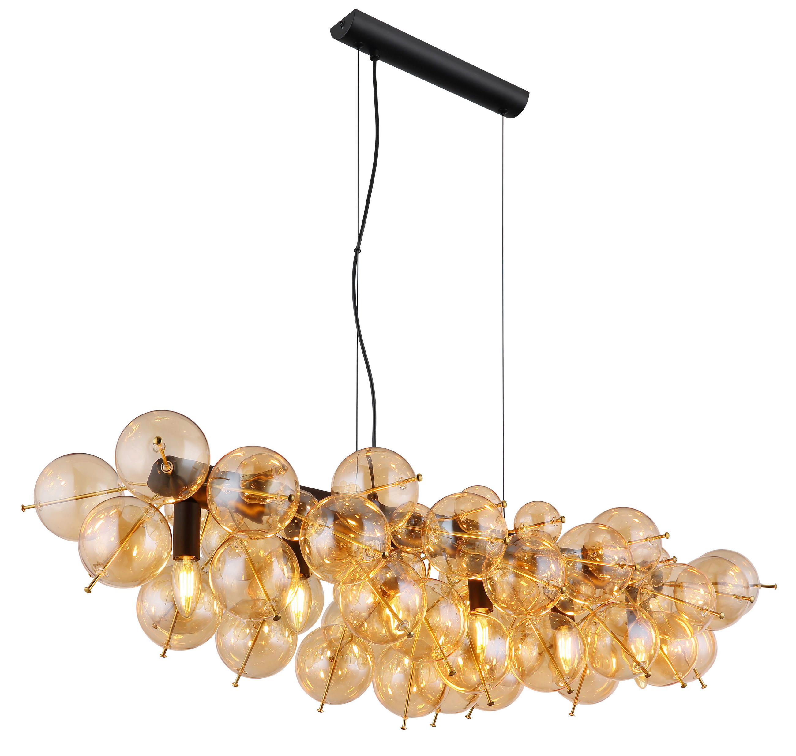 HÄNGELEUCHTE 103/47/120 cm    - Goldfarben/Schwarz, Design, Glas/Metall (103/47/120cm) - Globo