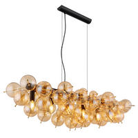 HÄNGELEUCHTE 103/47/120 cm    - Goldfarben/Schwarz, Design, Glas/Metall (103/47/120cm) - Globo