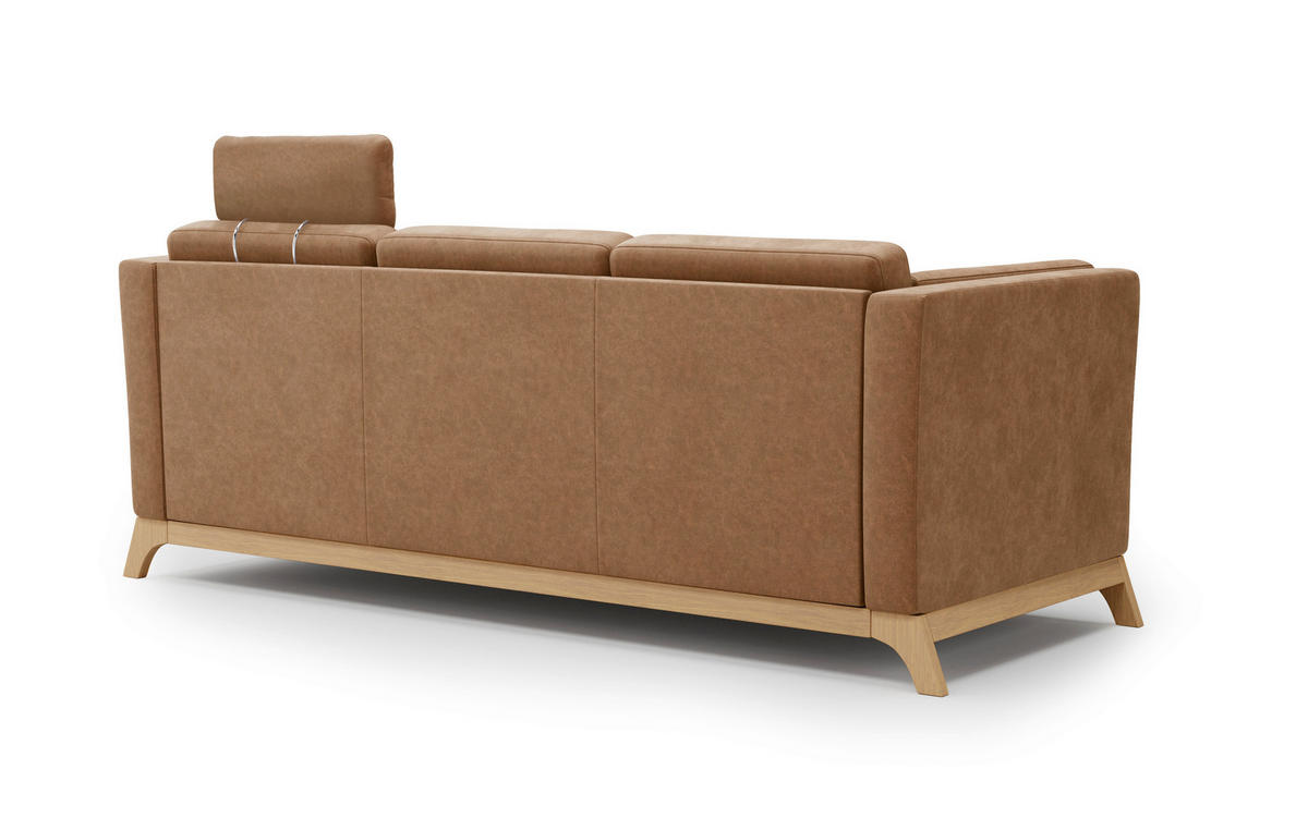 3-SITZER-SOFA Mikrofaser Cognac  - Eichefarben/Cognac, KONVENTIONELL, Holz/Textil (213/84/93cm) - Sit & More