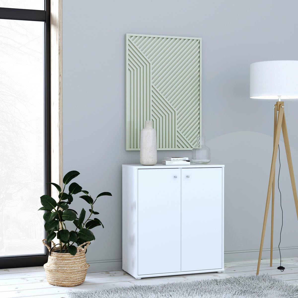 COMMODE 73,7/85,5/34,8 cm  in Weiss  - Weiss/Alufarben, Design, Holzwerkstoff (73,7/85,5/34,8cm)