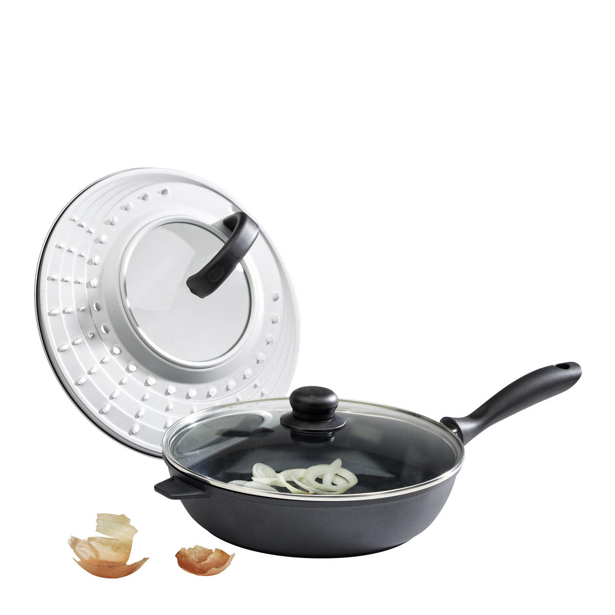 SCHMORPFANNE Keramikbeschichtung 28 cm  - Klar/Edelstahlfarben, Basics, Glas/Kunststoff (28cm) - Homeware Profession.