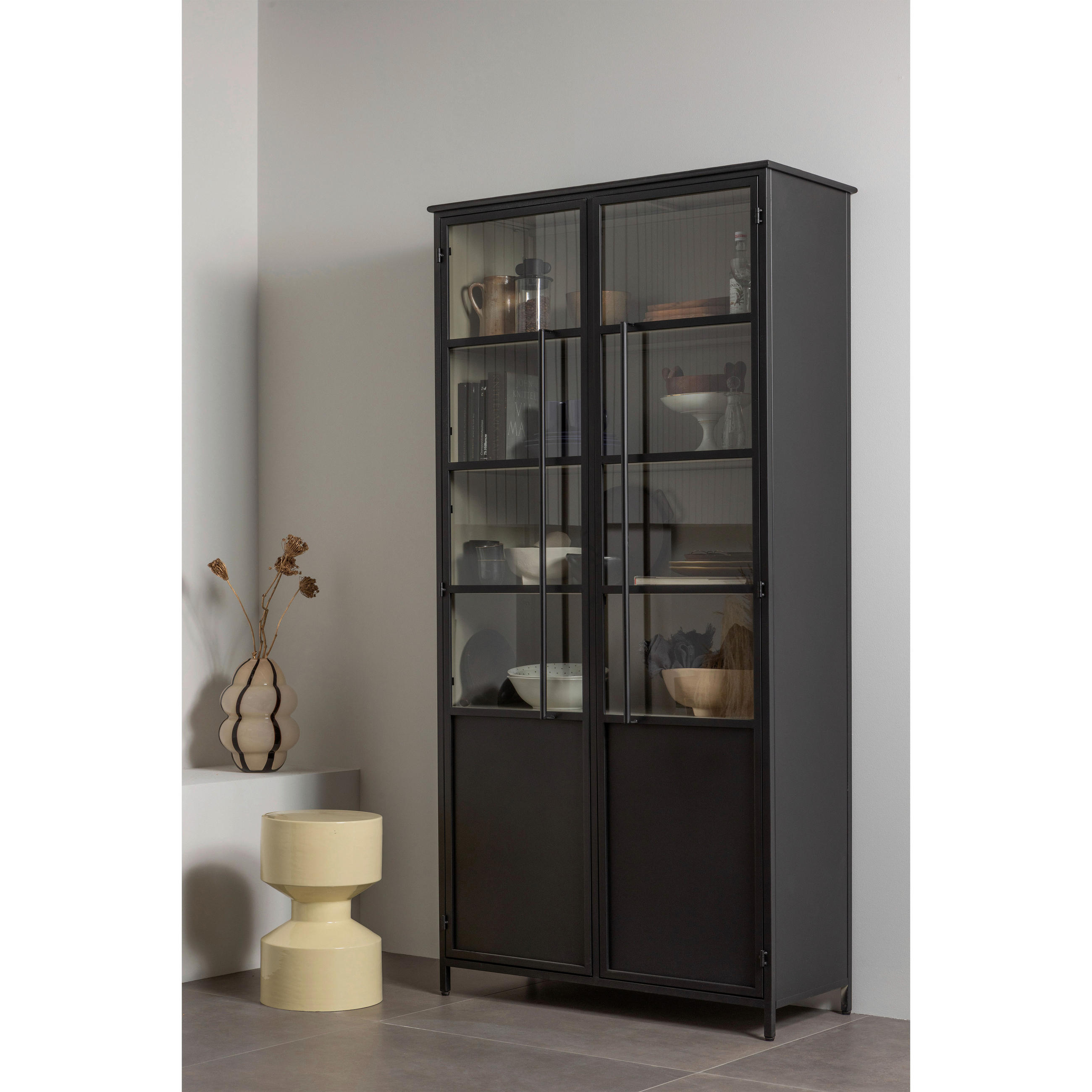 VITRINE in Schwarz  - Schwarz, Design, Glas/Metall (96/200/40cm) - Livetastic