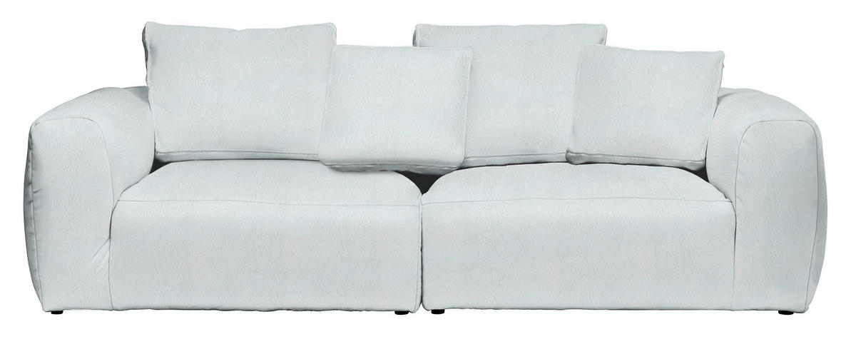 BIGSOFA Samt Grau, Silberfarben  - Silberfarben/Schwarz, MODERN, Kunststoff/Textil (260/70/122cm) - Carryhome