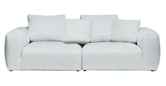 BIGSOFA  in Samt Grau, Silberfarben  - Silberfarben/Schwarz, MODERN, Kunststoff/Textil (260/70/122cm) - Carryhome