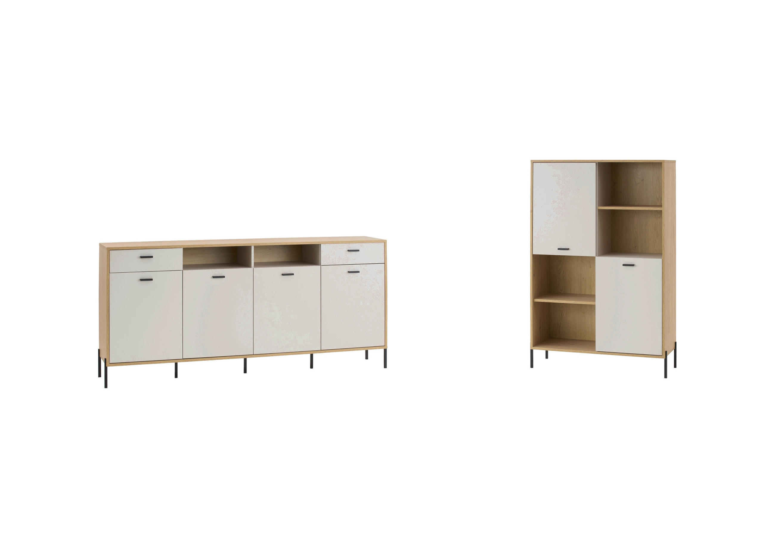 WOHNWAND 2-teilig  in Eichefarben, Kaschmir     - Kaschmir/Eichefarben, Design, Holzwerkstoff/Metall - MID.YOU