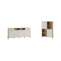 WOHNWAND 2-teilig  in Eichefarben, Kaschmir     - Kaschmir/Eichefarben, Design, Holzwerkstoff/Metall - MID.YOU